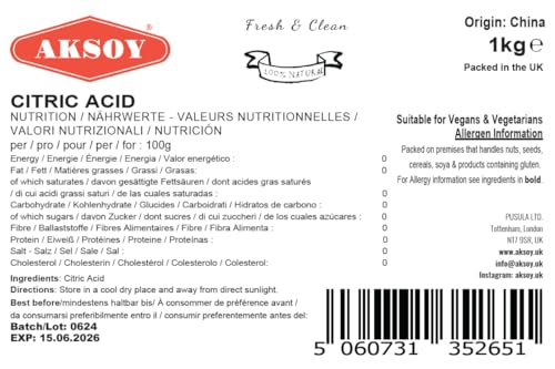 Citric Acid Food Grade 1000gr || Non-GMO, Anhydrous, Make Your Own BathBomb, No Additives, Sour Drinks, Household Cleaning with Citric Acid Powder (Packaging may vary) - Image 6