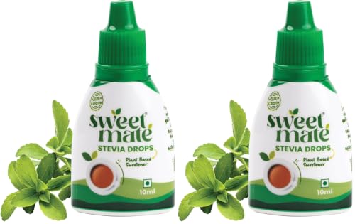 Image of Sweetmate Pure Stevia Drops (10ml, 200 Drops) - Zero Calorie, Diabetic Friendly, Sugar Free - Plant Based Natural Stevia Sweetener Liquid - Sugar Substitute (Pack of 2)