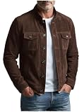 Vatwib Men's Trucker Suede Jacket Lightweight Blazer Casual Sport Coat