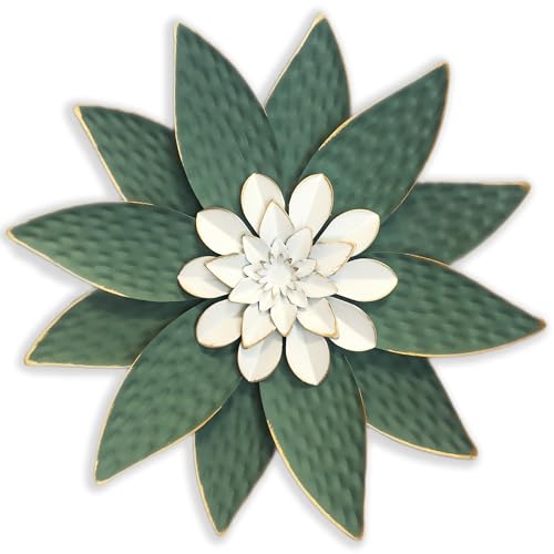 Metal Flower Wall Art Decor,10" Rustic Modern Antique Floral Sculpture, Distressed Iron Wall Hanging Home Decoration Accent Artworks for Indoor Kitchen Bedroom Living Office Outdoor Garden Patio