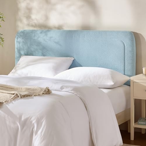 Hearth & Harbor Full Headboard Only, Floating Wall Mounted Headboard Full Size, Easy Assemble Upholstered Peel and Stick Headboards, 3D Soundproof Bed Wall Panels, Boucle Stick on Headboards, Ice Blue by Hearth & Harbor - Used condition - US$65.08