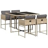 vidaXL Set Comedor de jardín 5 pzas con Cojines ratán sintético Beige