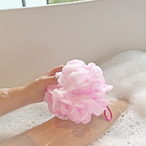 3 Pack Bath Sponge Shower Loofahs Balls 75G/Pcs For Body Wash Bathroom Men Women-(Blue,Pink,Green) #TOP4