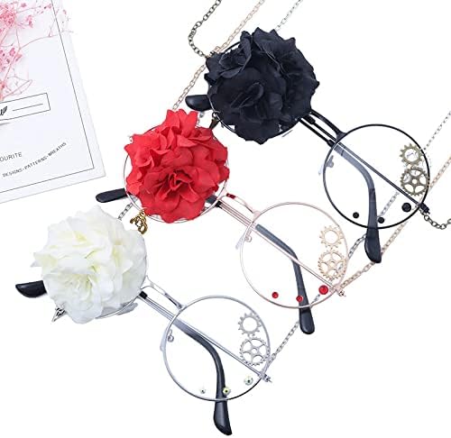 Miniatura 2 de Gafas Kawaii con cadena de cristal punk, accesorios para cosplay, Lolita Rose Y2K, lentes de anime, trajes de ídolo Kpop