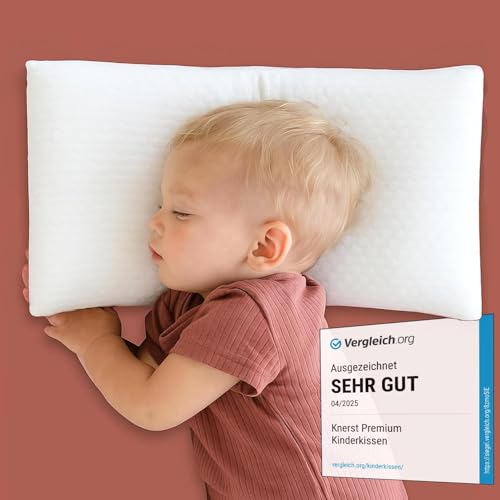 KNERST® Kinderkopfkissen - Ergonomisches Kissen Kinderzimmer mit Memory-Schaum - Kissen 25x50x6 cm ideal als Kinderkissen - Kopfkissen 25x50 für erholsamen Schlaf inkl. Kissenbezug - für Kinder