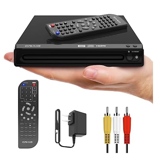 Craig CVD401A Compact HDMI DVD Player with Remote in Black | Compatible with DVD-R/DVD-RW/JPEG/CD-R/CD-R/CD | Progressive Scan | Up-Convert to 1080p |