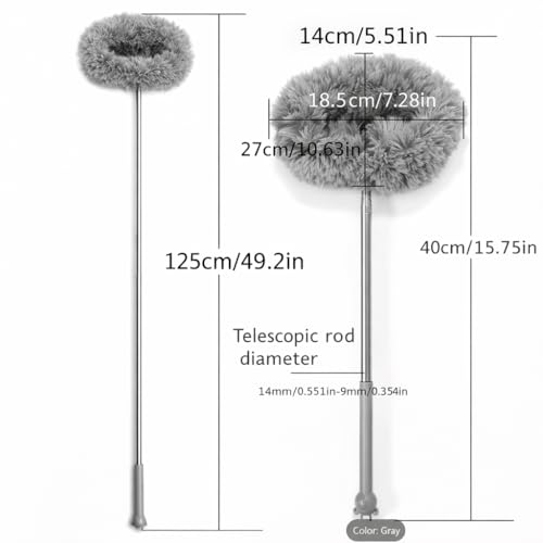 Image of DecorTwist Extendable Ceiling Fan Cleaning Duster with Adjustable Rod | Washable Microfiber Long Handle Cleaner for Fan, Cobweb, Lights & Home Cleaning (Flat Fan Blade Cleaner)