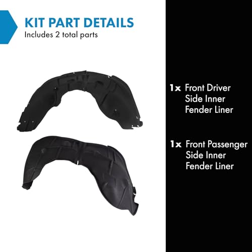 Image of TRQ Front Driver and Passenger Side Inner Fender Liner Set 2 Piece for 2019-22 Chevrolet Silverado 1500 2022 Silverado 1500 LTD