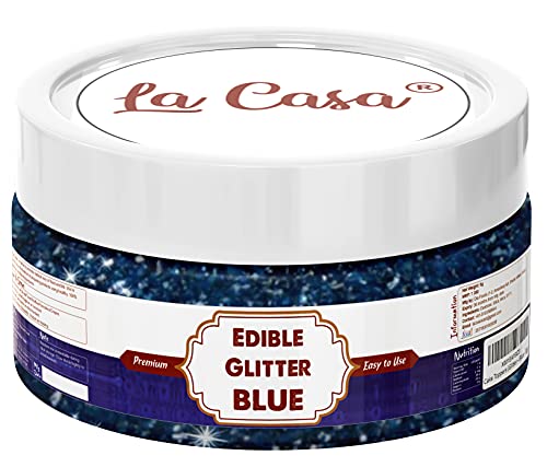 Image of La Casa Premium Edible Glitter - Blue | Metallic Glitter Ideal for Cake Icing Decoration & Garnishing | 9gm |