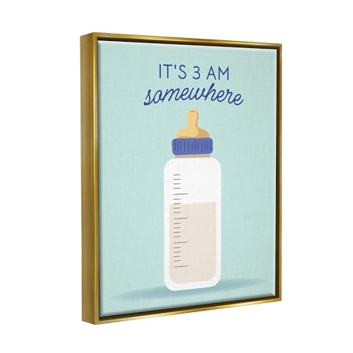 Image of It's 3am Somewhere Humor, 16 x 20 Inch Canvas in Floater Frame | Stupell Industries . By Emily Dumas . Ready to hang . Fun gift for bedroom or nursery . Made in USA