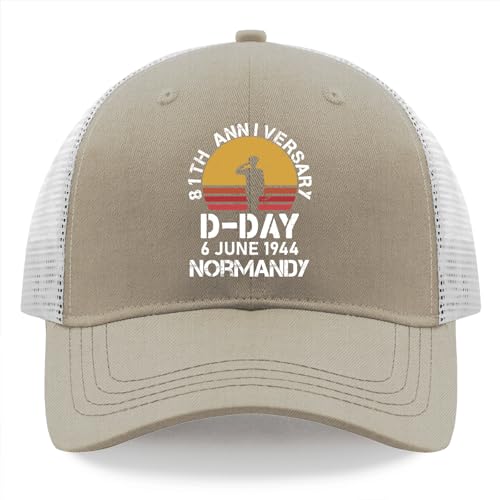 1944 D-Day 2025 81th Anniversary Normandy Hats Cycling Caps for Dad Apricot