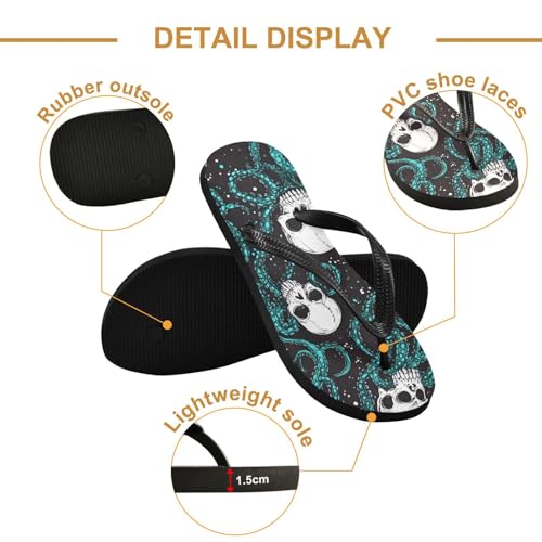 Mens Flip Flops Gothic Skull Blue OctopusSandal Flip Flops for Women Summer Beach Slipper 214B84632