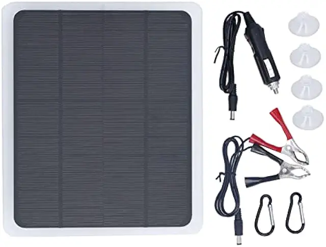 Imagen relacionada con Panel de Carga Solar de 20W Y 12V, Cargador de Batería de Coche para Coche, Barco, Avión, Satélite, Estaciones Espaciales, 215x185x1mm