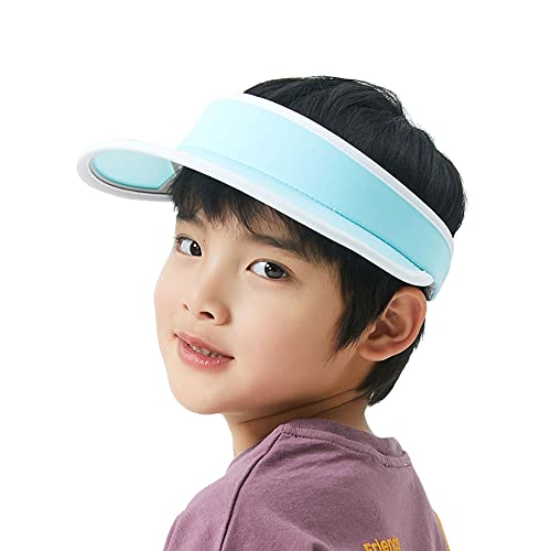 Kids Sun Visor Hat Wide Brim Roll-Up Foldable Adjustable Golf Tennis Cap Upf50+, Blue #TOP4