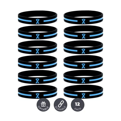 Inkstone Awareness Ribbon Silicone Bracelets (12-pack) - Wholesale Pack of 1 Dozen Unisex Wristbands for Men Women - Cancer Survivor Hospital Gifts Party Favors Giveaways Goodie Bag Items