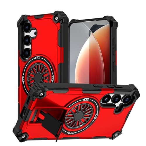 Coque Samsung S25 et S24 rouge avec support intégré pour appels mains libres