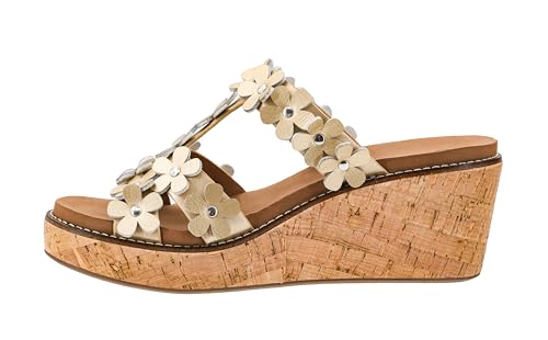 Image of Corkys Footwear Womens Mic Drop Wedge - Featuring A 2.5-inch Heel, A Strappy Upper with 3D Floral Embellishments, and Corkys Signature Soft EVA Insoles