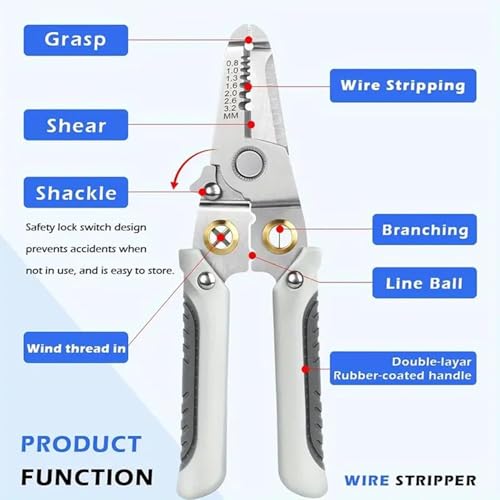 Image of XIKKART All in 1 Multifunction Stainless Steel Wire Stripper /Wire Crimping Tool, Wire Cutter, Wire Crimper, Cable Stripper, Wiring Tools and Multi-Function Hand Tool (WIRE STRIPPER)