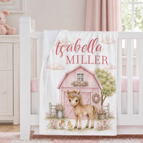 Image of Personalized Baby Blanket for Girls, Custom Nursery Blanket with Name, 30 x 40 Inch Soft Minky Blanket for Baby Toddlers, Newborn Print 14
