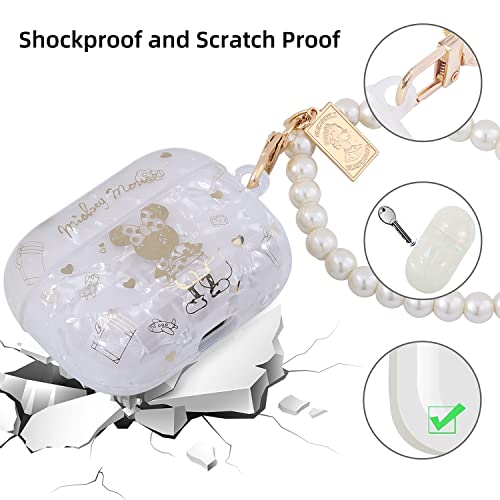 Manleno Compatible With Airpods Pro Case With Pearl Keychain Strap Cute Cartoon Design Women Girls Soft Protective Case Cover Replacement For Apple Airpods Pro 2019 (Minnie) #TOP4