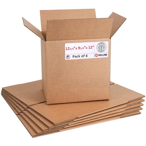 Image of Medium Cardboard Boxes 12 1 /4 inchL x 9 1 /4 inchW x 12 inchH (Pack of 6) - USA-Made Packing Boxes for Moving, Shipping, or Storage - USPS, UPS, FedEx Approved - Professional Packing Supplies for Moving