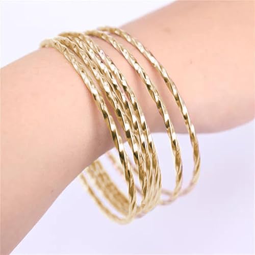 Image of Peora Silver Gold & Rose Gold Plated Metal Bangles Bracelet Fancy Gift for Women (6 Pcs. 2.6 inch)