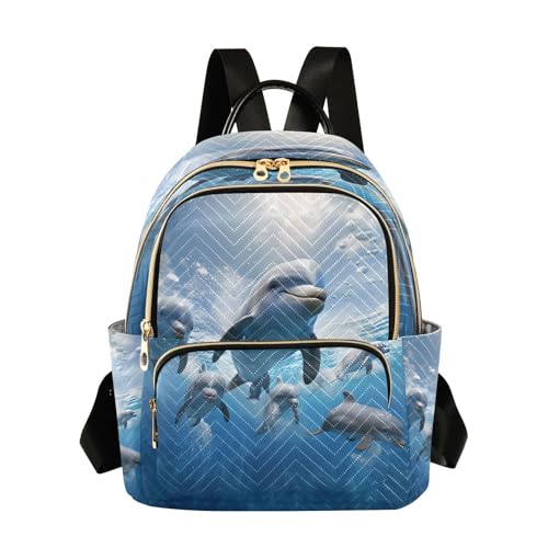 Image of ALAZA Ocean Fish Dolphin Sky Women Backpack Purse Ladies Fashion Shoulder Bag Daypack Travel Bag 10L
