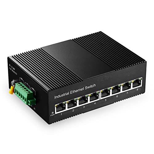 Binardat Switch Ethernet Industriel Gigabit PoE Din Rail 8 Ports, 8 PoE IEEE802.3af/at, Capacité de Commutation 16 Gbit/s, avec Une Alimentation PoE 96W Cover