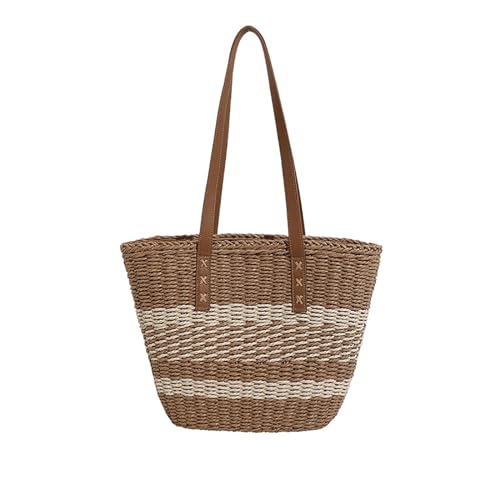 Bolso de Playa de Paja de Verano para Mujer, Bolsos de Hombro Tejidos a Mano, Bolso de Paja Bohemio para Viajes y Vacaciones