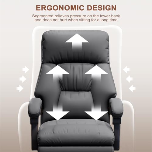 Image of Executive Office Chair with Wheels PU Leather Ergonomic Desk Chairs with Foot Rest High Back Computer Gaming Chairs for Home Office