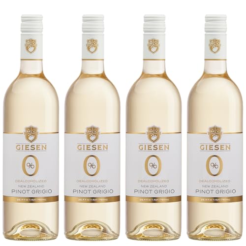 Giesen Non-Alcoholic Premium Pinot Grigio - Premium Dealcoholized White Wine Pinot Gris from New Zealand | 4 PACK