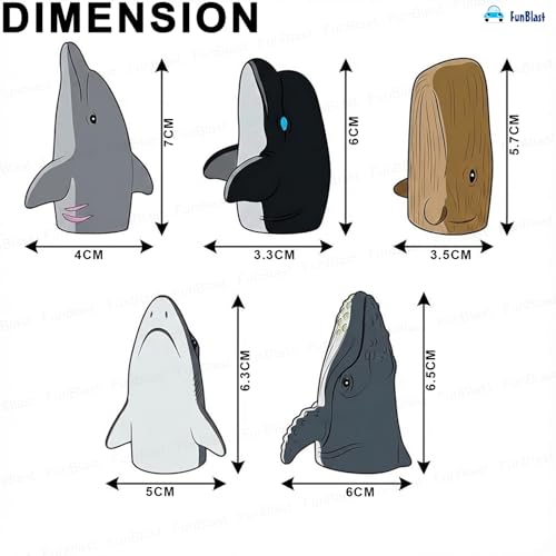Image of FunBlast Ocean Animals Finger Puppets Toys for Kids - Pack of 5 Rubber Puppets Toys for Toddlers, Washable Finger Puppets for Children, Colorful Storytelling Puppet Toy Kids (Multicolor)
