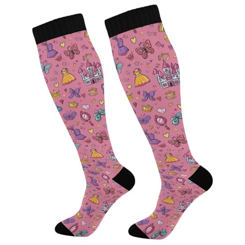 Image of Wusikd Pirate Skulls Compression Socks for Women and Men Circulation Cute Long Socks for Athletic Running 1