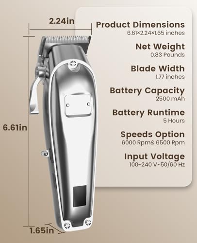 Oneisall K52NTS Dog Grooming Clippers For Thick Heavy Coats,Low Noise Cordless Dog Grooming Kit With Metal Blades, All Stainless Steel, 2 Speeds thumb #7