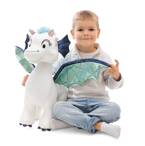 NICI Kuscheltier Drache Zafura 50cm – weiß – Softer Plüsch mit Glitzer-Effekt, Weiches Stofftier zum Kuscheln & Spielen für Kinder & Erwachsene – 62433