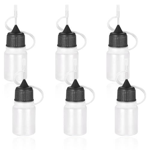 JEYORZY 6 Piezas aplicadores de Botellas de plástico de precisión Aplicadores de Botellas de plástico de precisión, Botellas para Dosificación de Pegamento, Botellas Cuentagotas de Plástico