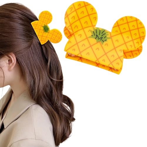 Hapdoo 1pc Pineapple Mouse Ear Hair Clips, Funny Novelty Cute Fruit Claw Clips Hair Accessories for Women Girls