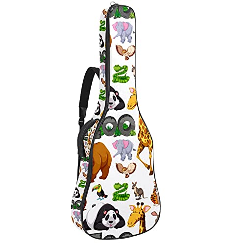 Sac à dos pour guitare électrique et basse de 106 cm avec motif animaux
