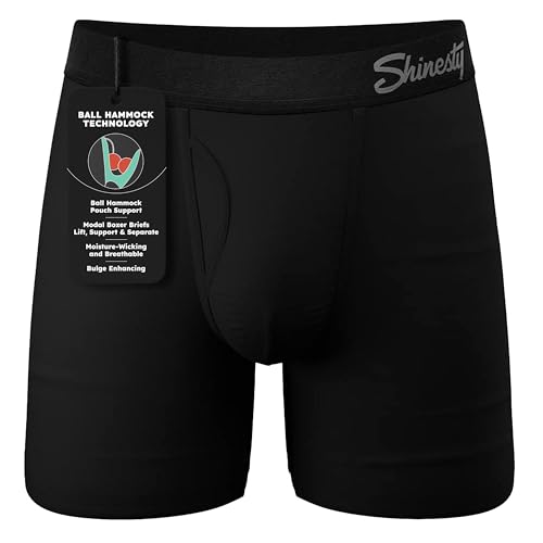 Shinesty Ball Hammock Boxer Brief - Pouch Underwear For Men with Fly - Medium, Black