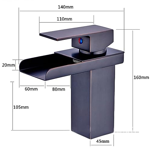 Mitigeur cascade noir rétro pour lavabo monotrou de salle de bains - 2