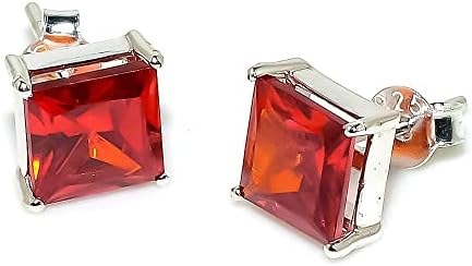 Earrings For Men 925 Sterling Silver Peridot Gemstone Ear Cuff Stud for Male Designer's Men's Jewelry 7x7 mm (Silver, 1 piece)