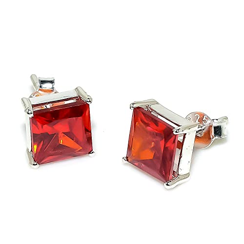 Earrings For Men 925 Sterling Silver Peridot Gemstone Ear Cuff Stud For Male Designer's Men's Jewelry 7X7 Mm (Silver, 1 Piece) #TOP24