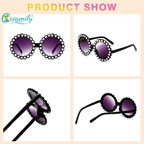 Creamily Baby Round Rhinestone Sunglasses Diamond Bling Bling Toddler Sunglasses Aviator Glasses for Girls Kids3
