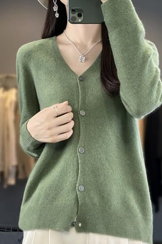 100% Merino Wool Sweaters Women's Fall Winter Female Cardigan V-Neck Sexy Knitted Long Sleeves New Simple(015)4