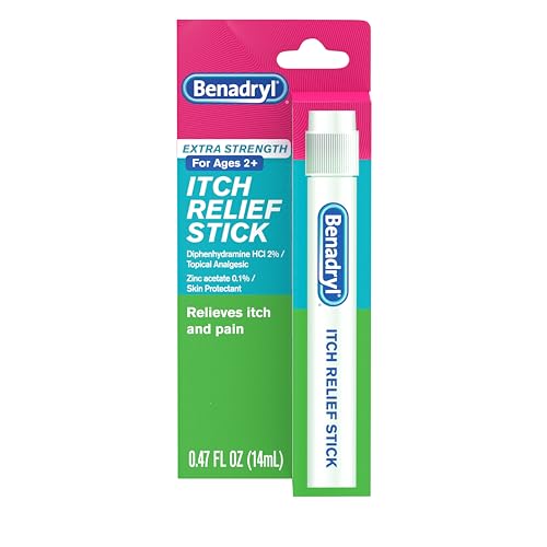 Benadryl Itch Relief Stick Extra Strength, Rashes, Insect and Bug Bites, Fits in Backpack or First Aid Kit, Ideal for Outdoor Activities Like Sporting Events, Picnics, Camping, .47 Ounces