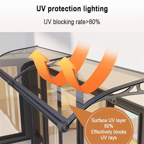 Toldo de policarbonato para puertas con soportes de aluminio 7