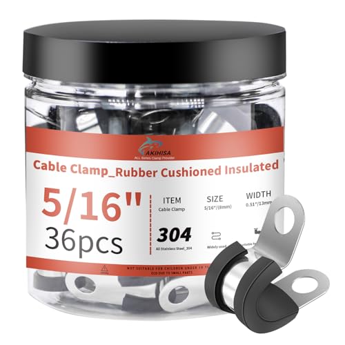 AKIHISA 36pcs 8mm Cable Clamps Assortment Kit, 5/16