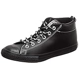 Converse Boy's Chuck Taylor All Star Leather Street Mid Sneaker, Black/Black/White, 2.5 M US Little...