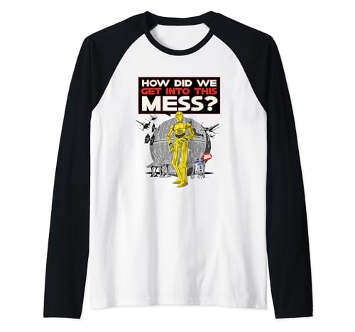 T-shirt Star Wars C-3PO raglan bicolore avec motif imprimé humoristique