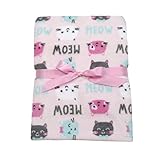 Baby Gear Plush Velboa Ultra Soft Baby Girls Blanket 30 x 40, Meow Cats